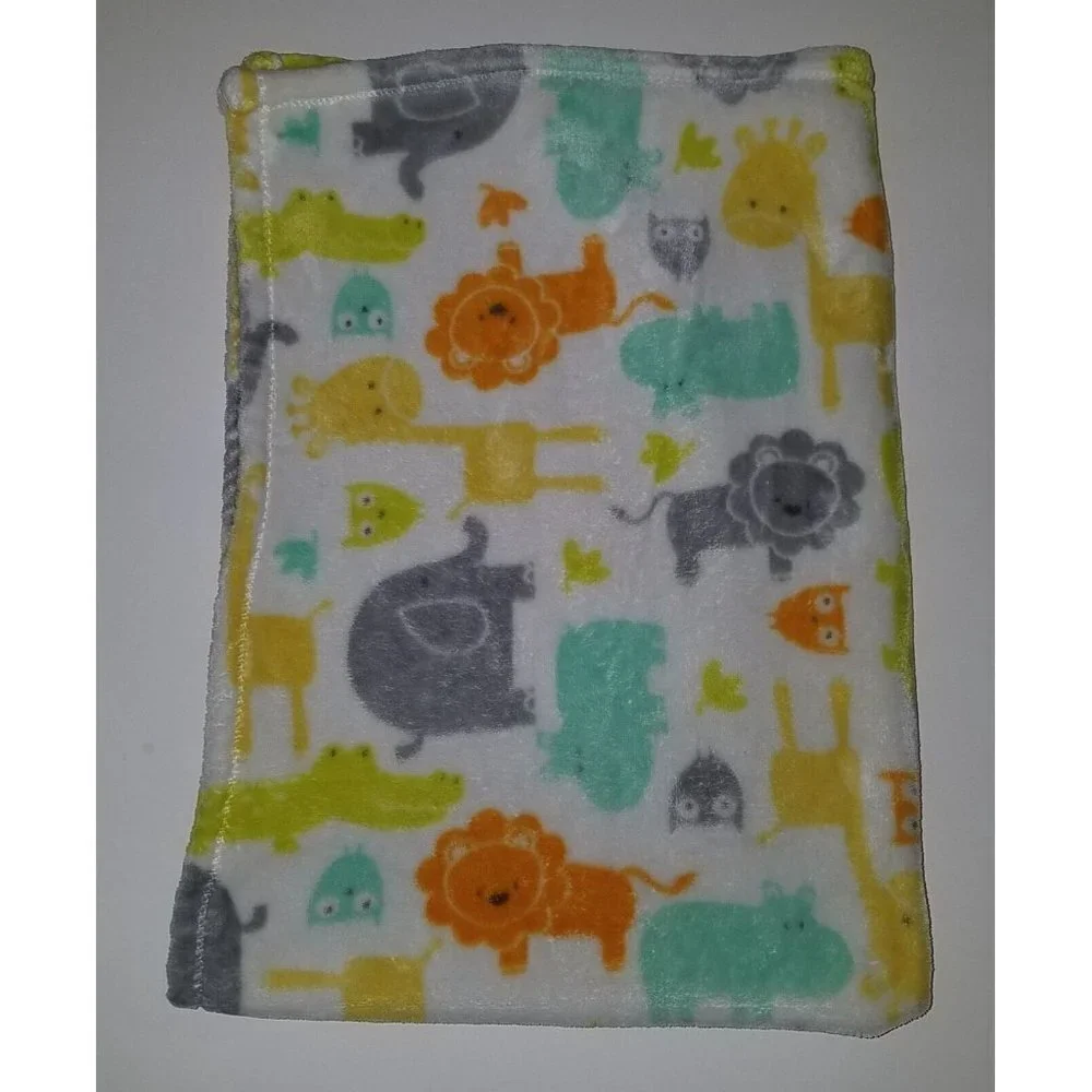 Baby Starters Safari Blanket Elephant Lion Giraffe Hippo Owl Yellow Orange Gray
